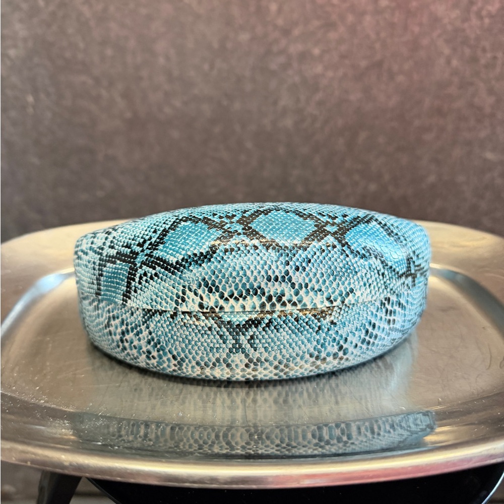 Blue Snake-Print Reptile Glasses Case